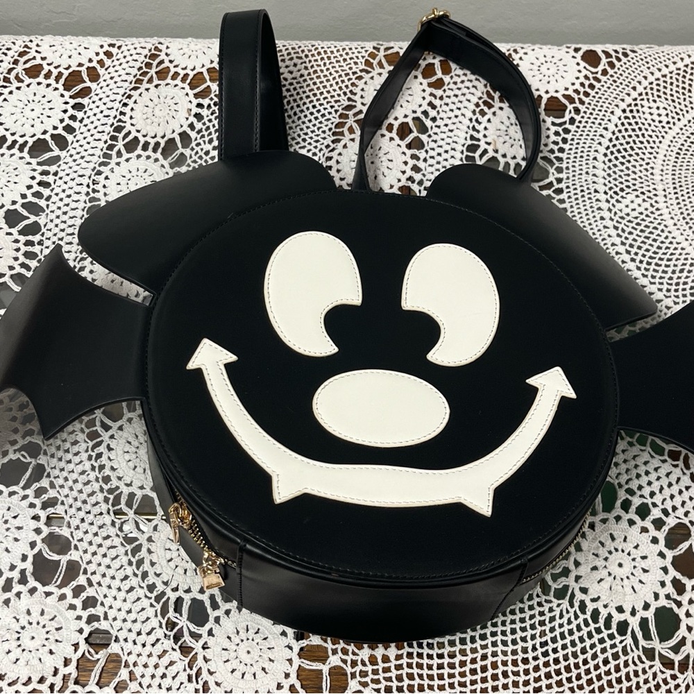 Black and White Backstitch Bruja Mickey Mouse Vampire Backpack